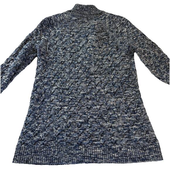 Lands’ End Women’s Cardigan Drifter Cable Knit Sweater Tunic Blue Size Large - Picture 7 of 13